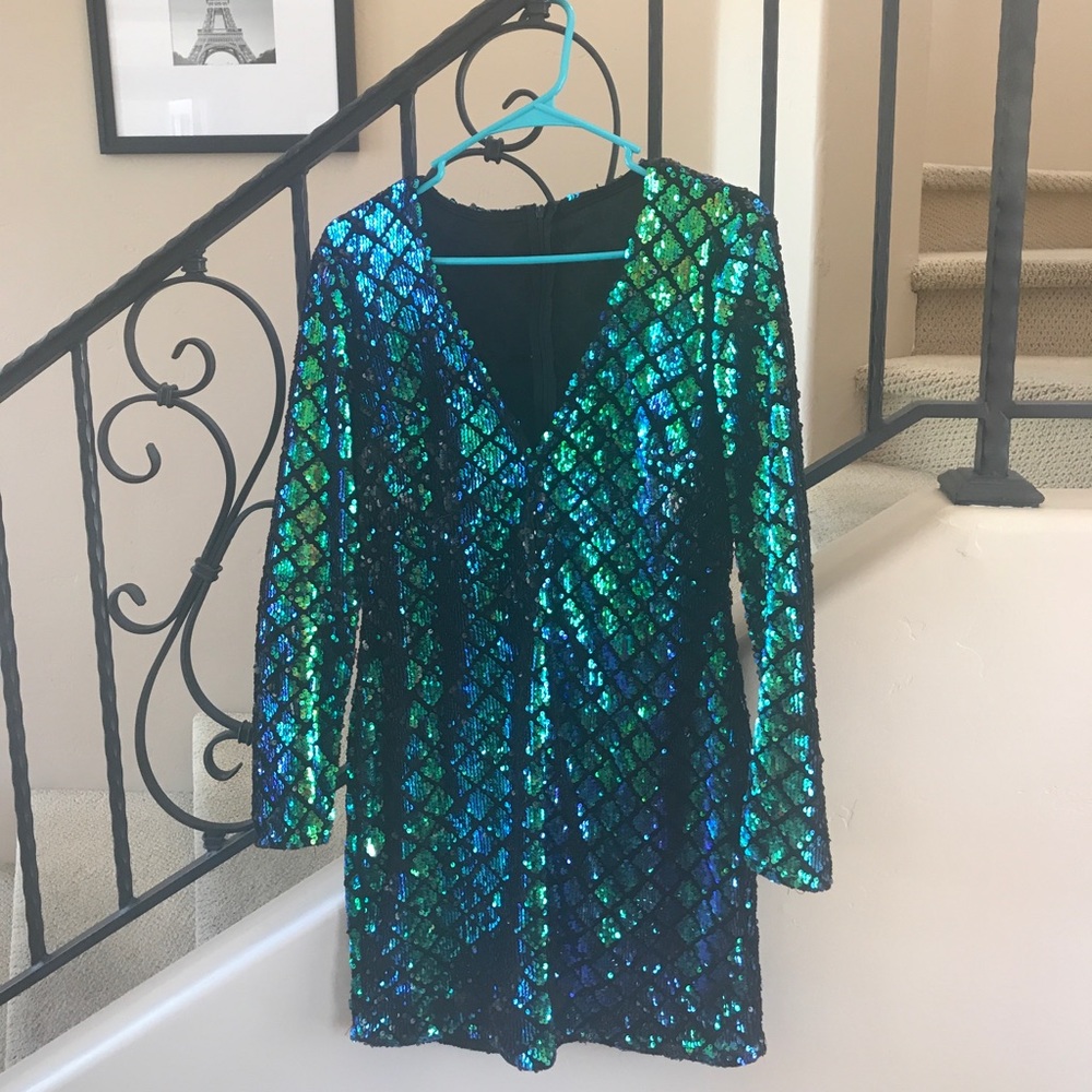 Sequined formal mini dress